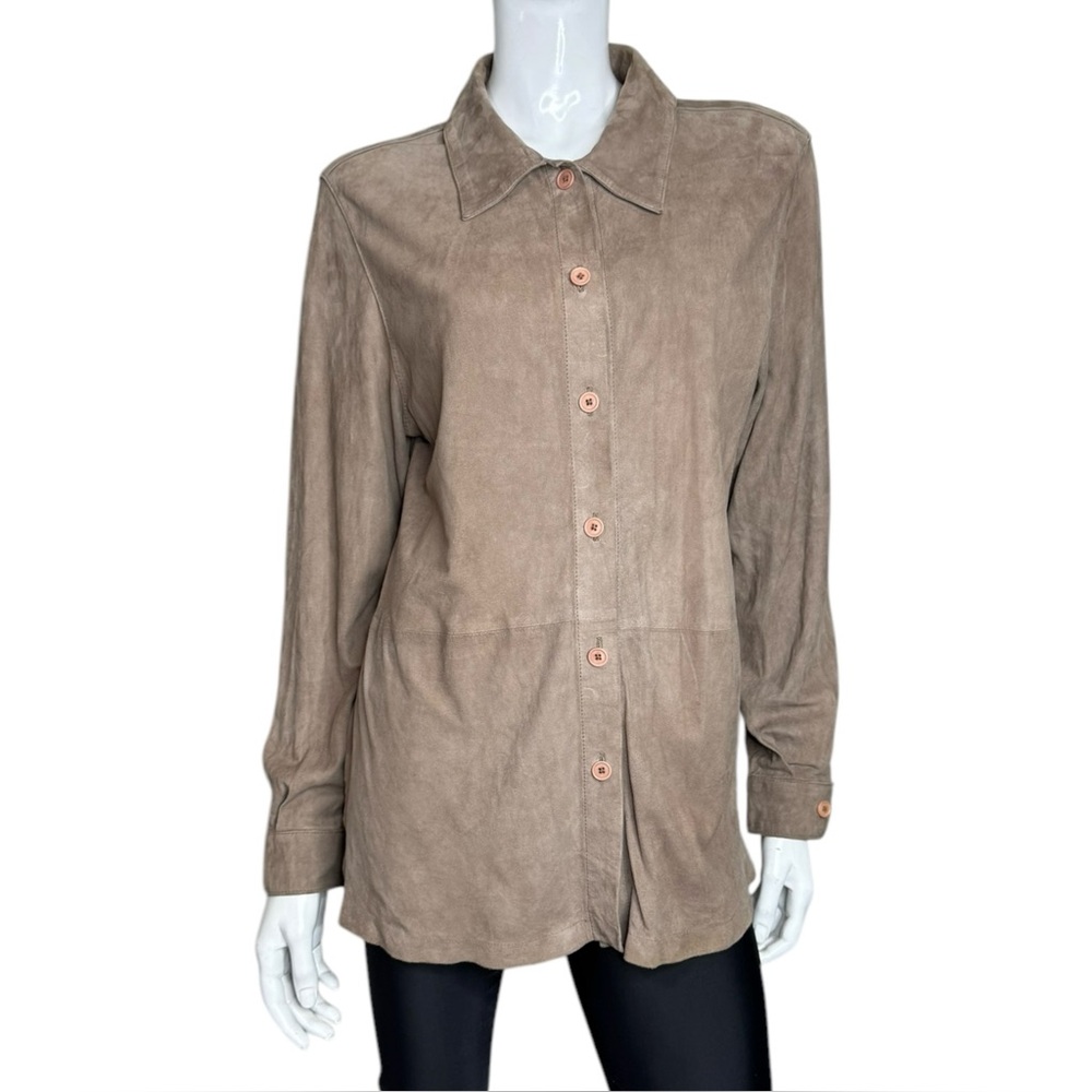 Field Manor Modern Classics Genuine Suede Tan Button Down Shirt